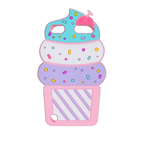 Joyleop Pink Ice Cream Case for iPod Touch 6 5 Generation,Cute 3D Cartoon Animal Cover,Kids Girls Soft Silicone Gel Rubber Kawaii Fun Cool Unique Character Skin Protector Cases Touch 5th 6th Gen