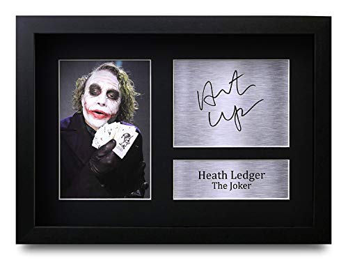 HWC Trading FR Heath Ledger Gift Signed FRAMED A4 Printed Autograph The Joker Batman Gifts Print Photo Picture Display