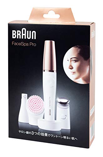 Braun FaceSpa Pro SE 911 Japan Edition Facial Epilator 3-in-1 Facial Epilating, Cleansing and Skin Toning System for Salon Beauty at Home with 3 Extras, Rechargeable, Cordless Use, WhiteBronze