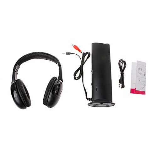 MANGKE 5 in 1 Hi-Fi Wireless Headset Plastic Headphone Earphone for TV DVD MP3 PC New (BK)