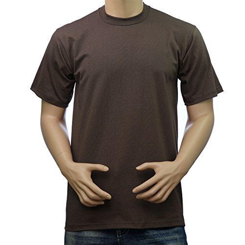 Pro Club Men's Heavyweight Cotton Short Sleeve Crew Neck T-Shirt (Brown, 3X-Large)
