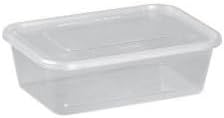 Plastic Container White, 1000ml Capacity, Rectangular Food Storage with Lid