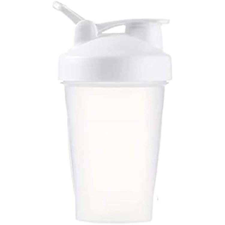 Protein Shaker Bottle Small-Perfect For Shakes and Pre Workout Drink-Blender w. Whisk Ball, Secure Screw-On Lid, Dishwasher Safe & BPA Free Sports Bottle-18 Oz,White Cover WhiteClear Body 18 Oz
