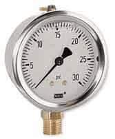 Wika Liquid Filled Industrial Pressure Gauge, 0 to 3000 psi, 2.5 (in) Dial, Lower