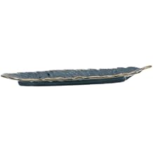 PRETYZOOM Peacock Green Ceramic Plate Set Gold Trim Banana Leaf Shape Large Snack Tray for Steak and Fish Elegant Tableware for Parties and Restaurants