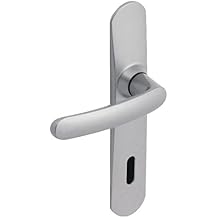 Vachette Door Handle Set on Large Slim Plate - Pipe Spout Version - 195mm Spacing - Easy Fitting System - Made from Heavy Duty Zamak - Satin Chrome Finish