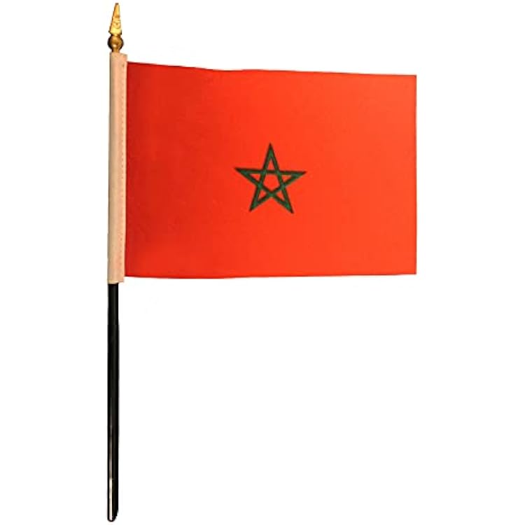 Morocco Small 4 X 6 Inch Mini Country Stick Flag Banner with 10 Inch Plastic Pole Polyester New