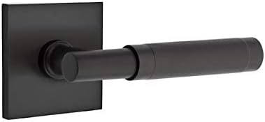 Emtek Select Passage, Square Rosette, T-Bar Stem, Knurled Handle (Left Hand, Flat Black)