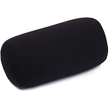Microbead Neck Roll Pillow, Squishy Tube Bean Pillow for Neck or Back Support, Cervical Cylindrical Cushion for Home Sofa Bed Recliner Travel Sleep Rest, 11.8 x 6.3 Inch, Black