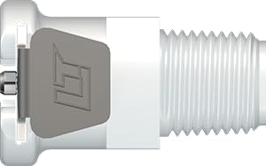 Nordson MEDICAL LinkTech 20AC Quick Connect Couplings, Acetal Thermoplastic, Thumb-Latch Design Series Male Thread Female, Valved, Natural (Male Thread Socket, Valved, 1/8" BSPT) 20ACV-SB1-02BSPT