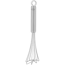 Rosle Uniquely-Shaped Gourmet Whisk, 11 in. - Robust Loops and Beveled Shape, 18/10 stainless steel, dishwasher-safe, 27 cm, silver
