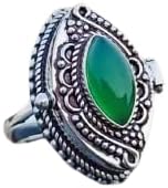 Green onyx Poison Ring,Handmade Marquise Shape Poison Rings,Pill Box,Compartment,Locket,925 Sterling Silver Jewelry