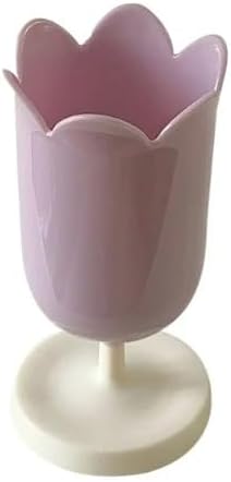 1Pc Purple Pen Holder for Desk,Plastic Tulip Pen Holder,Cute Stationery Organizer Pencil Stand Case,Girl Makeup Box,Pencil Desktop Decor,Pen and Pencil Holders,Office and School Supplies,Dispensers