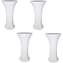 Cocktail Table Covers,4 PCS 24 Inch Round Tablecloth,Round Fitted Tablecloth with Elastic,360 Degree Full Design,Ideal for Bar Wedding Banquet Birthday Party Cocktail Tables (White)