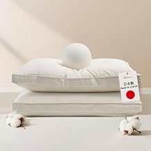UNIKOME White Goose Down Feather Gusseted Pillows - 100% Organic Cotton Cover - King Size Pillow Set of 2, Made in Japan Pillow for Sleeping