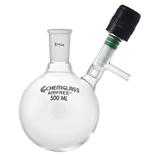 Chemglass AF-0529-01 Series AF-0529 Reaction Flask, Airfree, Schlenk, 0-4 mm Valve, Single Neck, 1420 Outer Joint, 50 mL Capacity