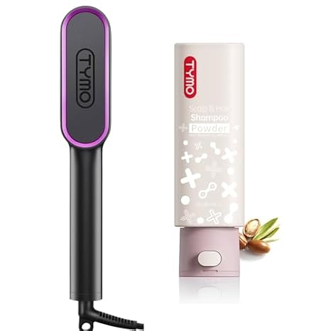 TYMO Clarifying Shampoo Powder Natural Formula + Hair Straightener Brush