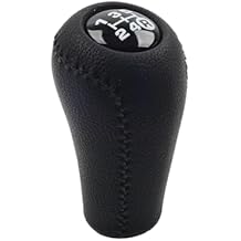 Rbanna1 1 Pc Black Leather+Glossy Black Cap Manual Stick Gear Shift Knob ABS+Faux Leather for Toyota Land Cruiser Prado GRJ120 KDJ120 KZJ120 RZJ120 Left & Right Hand