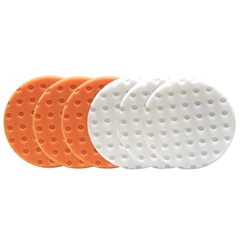 Smart Foam Pads Dual Action 5.5 inch Cut and Polish Combo 3-White, 3-Orange, 5.5 inch | Perform 2-Step CompoundingPolishing Automotive Paint Correction Detail with Ease!