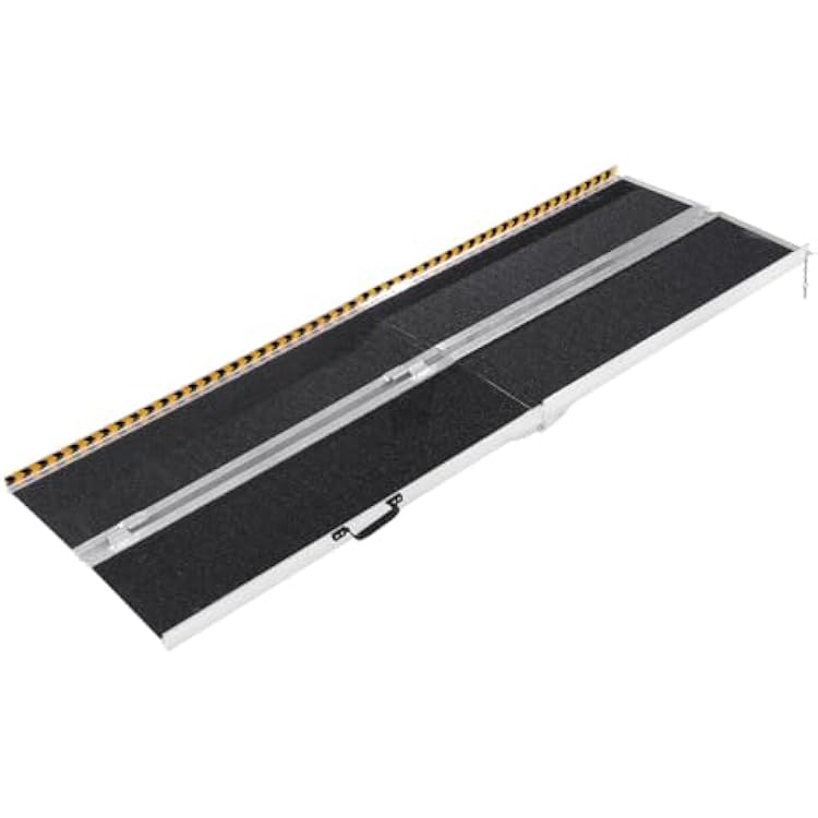 Happybuy Portable Wheelchair Ramp, 7 ft, 800 lbs Capacity, Non-Slip Aluminum Folding Threshold Ramp, Foldable Mobility Scooter Ramp for Home Steps, Stairs, Doorways, and Curbs