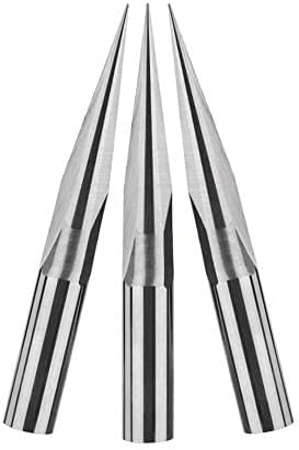 HUHAO CNC Router Bit 4mm Shank Carbide 40 Degree Woodworking 0.1mm Tip Engraving V Groove Bit 3PCS