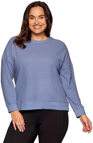 RBX Active Womens Waffle Knit Top in Regular and Plus Sizes, Long Sleeve Waffle Sweatshirt Relaxed Fit Crewneck Sweater