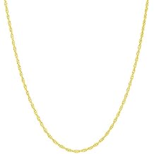 Italian Fashions 14K, 10K Yellow or White or Rose Solid Gold Italian Diamond Cut 0.8 mm-1.2 mm Rope and Mirror Cable Chain Necklace Thin & Strong gold chain Thin And Lightweight MADE IN ITALY