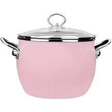 Pasta Pot Nonstick Cookware Enamel Stock Pot with Lid Large Cooking Pot Flat Bottom Stew Pot for Soup, Stew, Canning Induction Pasta Pot, for Stove Non Stick Soup Pot,Pink