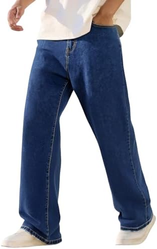 Mens Baggy Jeans Wide Leg - Y2K Vintage Hip Hop Skater Denim Pants, Casual Loose Fit Streetwear