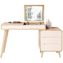 Vanity Desk Farmhouse Vanity Desk with Flip Top Mirror, 39.37" W Makeup Vanity with Drawers and Storage Cabinet, Dressing Table for Bedroom Dressing Table(Natural)