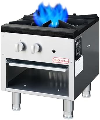 Commercial Gas Stove with Cabinet, 80,000 BTU Single Burner Stove Range, 18 Countertop Cooking Stockpot Range for Restaurant, kitchens & school, Stainless Steel Gas Hot Plate