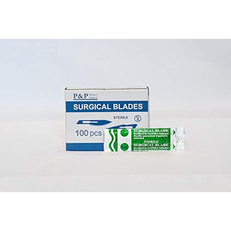 Disposable Surgical Scalpel Blades Sterile High Grade Carbon Steel 2.1% 10xx Individually Foil Wrapped by P&P MEDICAL SURGICAL Size 14 Box of 100