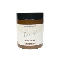 LE SHEA Amber Oud Body Butter, Vegan Skin Cream Moisturizer, Natural Raw African Shea Butter, Mango Butter, Vitamin E Oil Hydrating Skin Care Thick Lotion Dry Sensitive Dry Cracked Hands Feet 8 oz