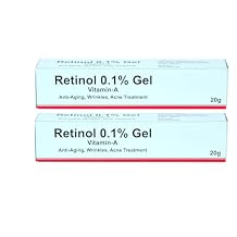 Retinol Gel 0.1 Vitamin A Repairs Fine Lines & Wrinkles, Scar Treatment, Age and Sun Spots, Anti-Aging Formula, (Pack of 2-20 Grams Each)