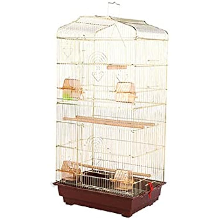 Flight Cage Parakeet Plating Golden Bird Cage Large Parrot Plus High-Rise Ornamental Bird Cage can Hang Breeding Cage Suitable for Small and Medium-Sized Birds Bird Cage Color : Gold
