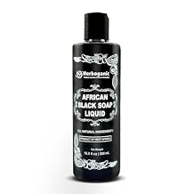 HERBOGANIC African Black Soap Liquid, Natural Liquid Soap From Ghana, Face & Body Wash Supports Moisturizing,Dry Skin, Scars and Dark Spots (16.9 fl oz)