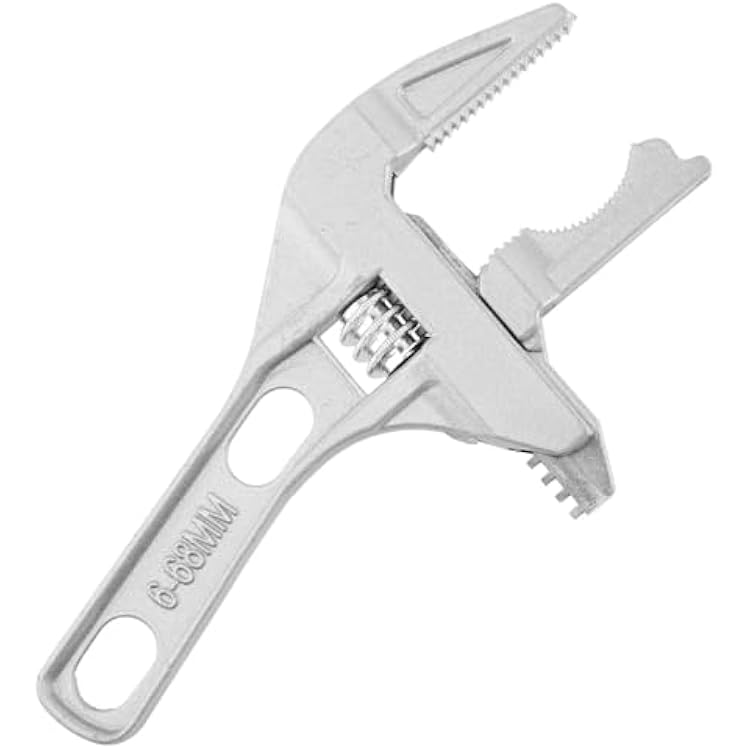 Adjustable Wrench, 6-70mm Large Opening Short Handle Wide Jaw, Aluminum Alloy Spanner Wrenches Shank Plumber, Mini Spanner for Bathroom, Washbasin, Tube Nut DisassemblySilver