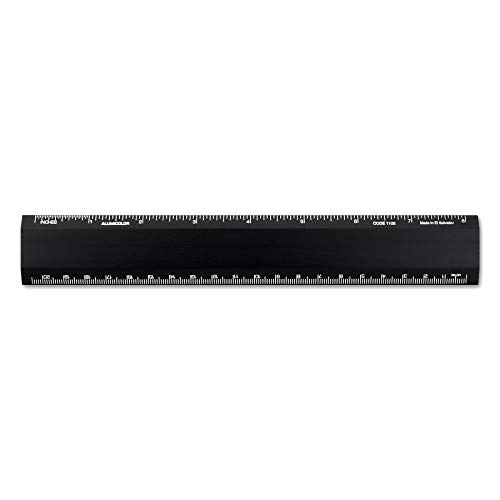 Alumicolor Aluminum Desk Ruler, 8IN, Black
