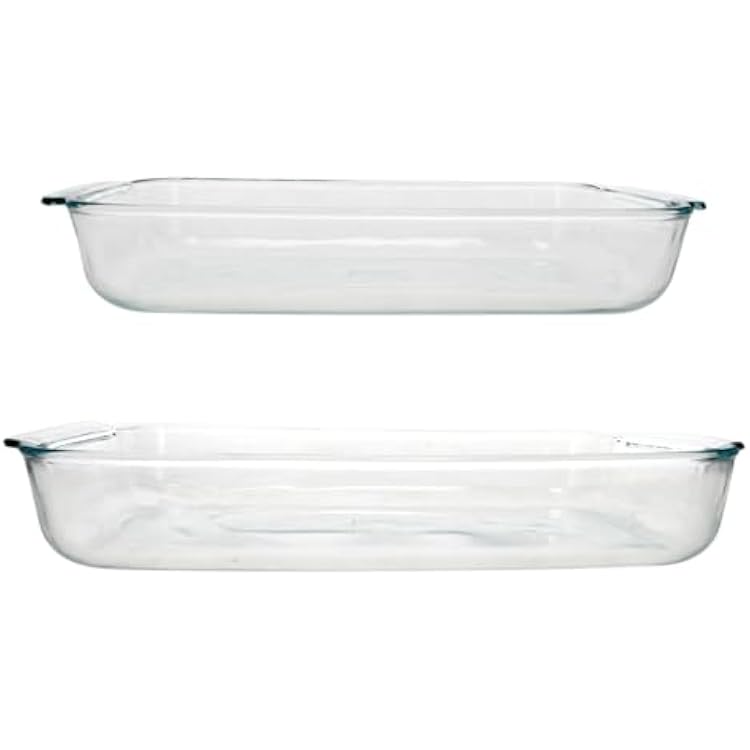 Pyrex Clear Glass Casserole Baking Dishes Set 233 3-Qt and 232 2-Qt Rectangular Oven Bakeware Perfect for Casseroles, Brownies, Food Preparation and so much More - Made in the USA