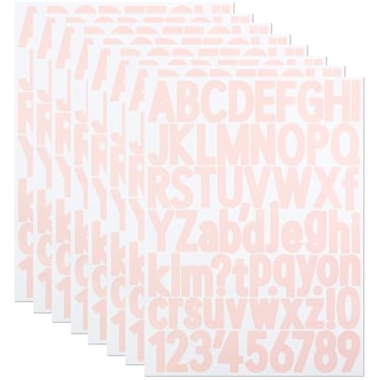 1.5 Inch Letter Stickers, 544 Pieces Alphabet Number Symbol Stickers for Scrapbooking, Sign, Water Bottle, Self-Adhesive Vinyl Letter Sticker Decals for Arts&Crafts - 8 Sheets,Pink