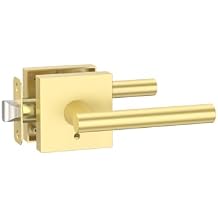 Asidrama 1 Pack Gold Privacy Door Handles, Door Lever with Door Knobs Indoor for Bedroom or Bathroom, Heavy Duty Door Handles Interior with Locks for Left Right Sided Doors
