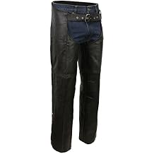 Event Biker EL1117BO Black Real Premium Leather Motorcycle Chaps for Men - Premium Leather Riding Chaps - 3X-Small
