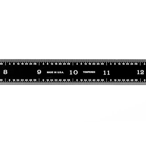 PEC Tools 161-018EZ, 18 Inch Flexible Ruler, 16R 32nds, 64ths, 50 THS, 100ths,Made in US, Stainless Steel, Black Chrome