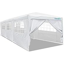 Quictent 10x30 Outdoor White Waterproof Gazebo Canopy Tent with Church Windows Sidewalls Heavy Duty Tent for Party Wedding Events BBQ