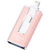 MFi Certified Flash Drive for iPhone iPad 256GB, Photo Stick for External Memory Storage, USB Memory Stick Thumb Drive for iPhone/iPad/Android/PC (Pink)