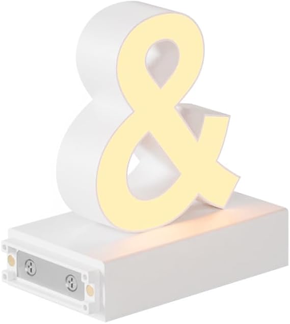 LED Magnetic Symbol &, H 3.7" Light with Touch Control, White, Dimmable, Warm White 3000K
