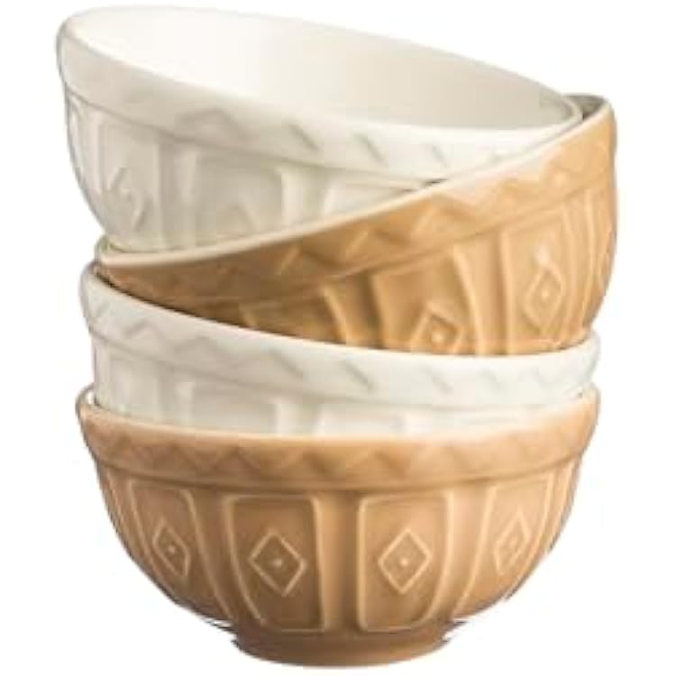 Mason Cash Cane Preparation Bowls Set | 10cm Stoneware Bowls | 175ml Capacity | Dishwasher Safe | Ideal for Prep, Pinch Pots, Dips & Desserts