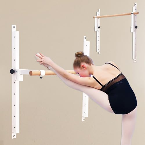 Height Adjustable Ballet Barre Foldable Ballet Bar Dance Training Barre,Wall Mount With Solid Beech Wood Bar,Home Fitness Equipment for Pull Up Stretching Never move or Shake