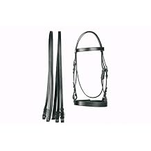 Genuine Leather Polo Bridle Headstall with Reins Full