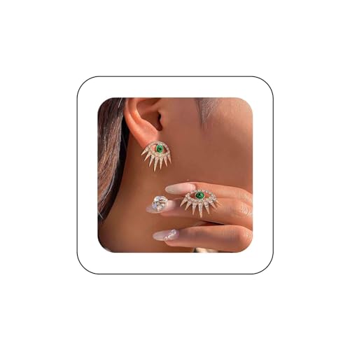 Punk Exaggerate Crystal Eye Earrings Vintage Evil Eye Earrings Gold CZ Demon Eye Stud Earrings Hollow Evil Eye Protection Earrings Jewelry for Women